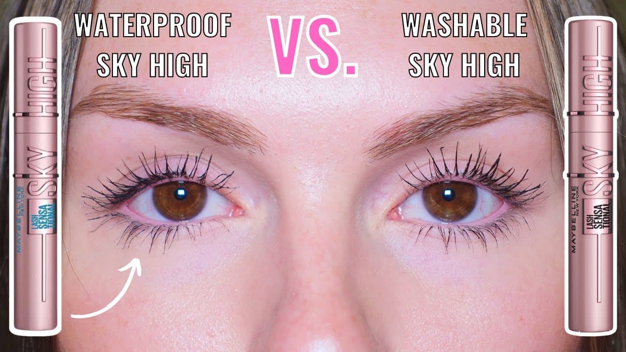 MAYBELLINE SKY HIGH MASCARA: WATERPROOF VS. WASHABLE - WHICH IS BETTER? | 10-HOUR WEAR TEST