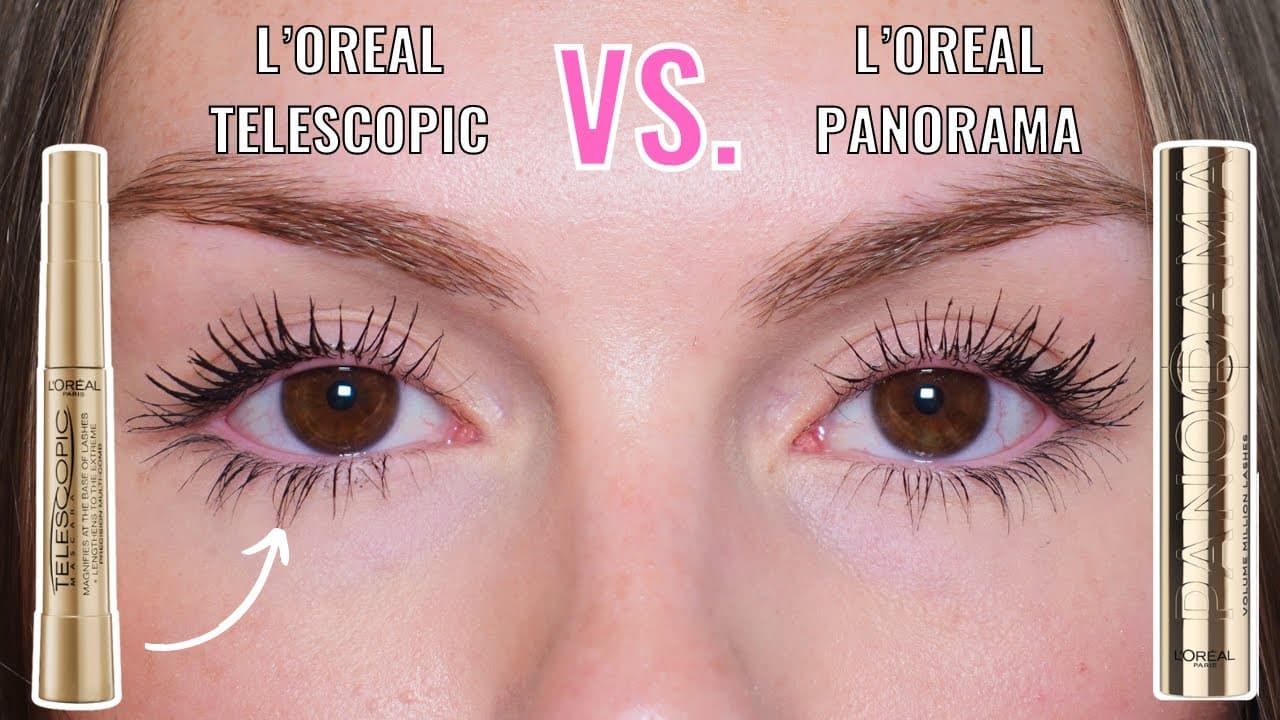 NEW L'OREAL VOLUMINOUS PANORAMA MASCARA VS. L'OREAL TELESCOPIC MASCARA | REVIEW + 8-HOUR WEAR TEST