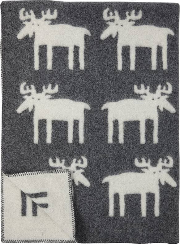 Klippan Yllefabrik Älg Filt Vit, Grå (130x180cm)