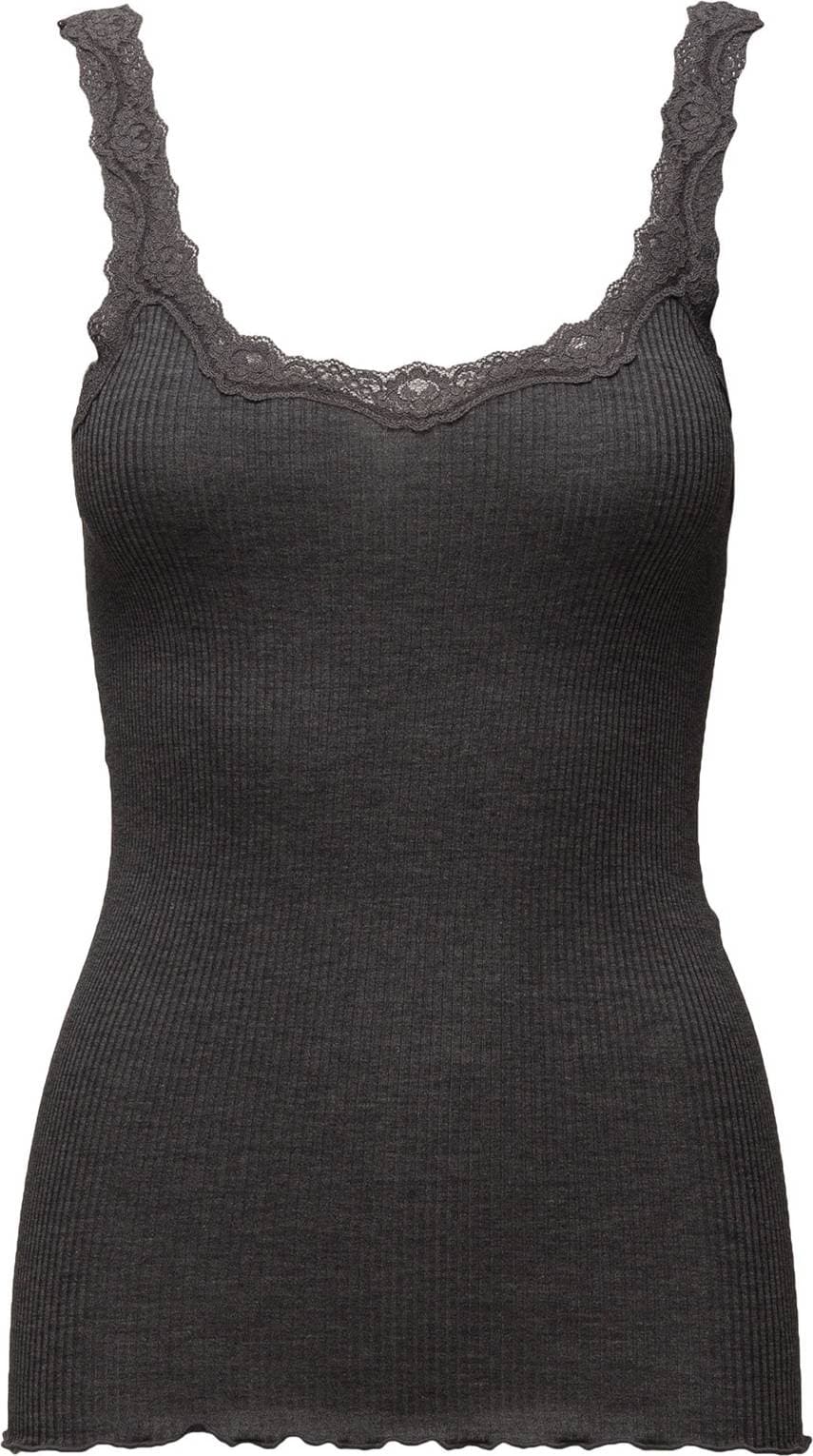 Rosemunde Round Neckline Silk Top - Dark Grey Melange