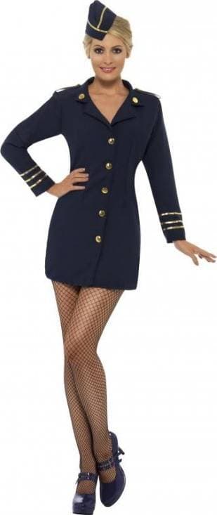 Smiffys Flight Attendant Costume Navy Blue