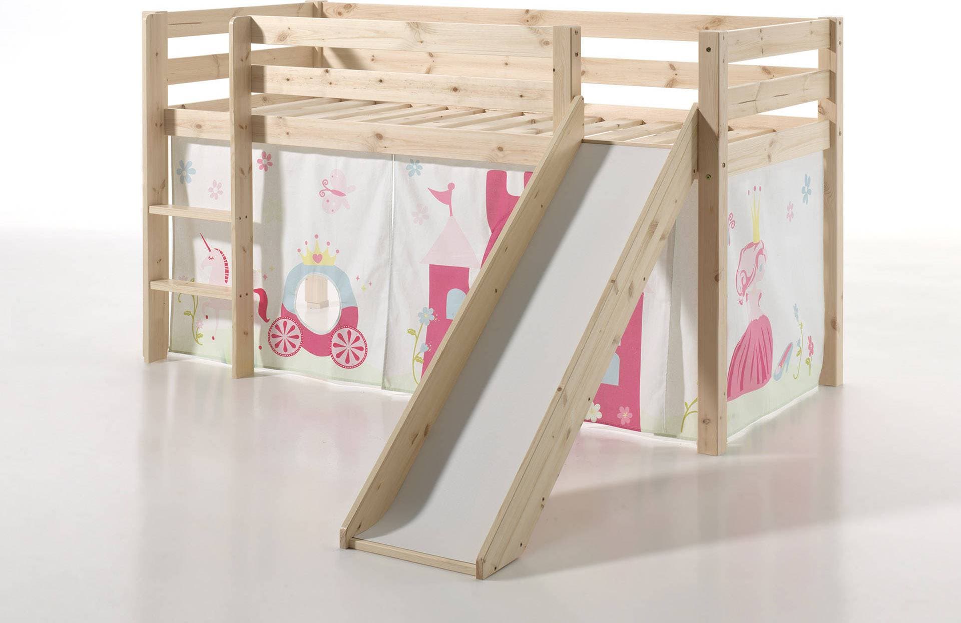 Vipack Pino Mini Loft Bed with Princess Curtain