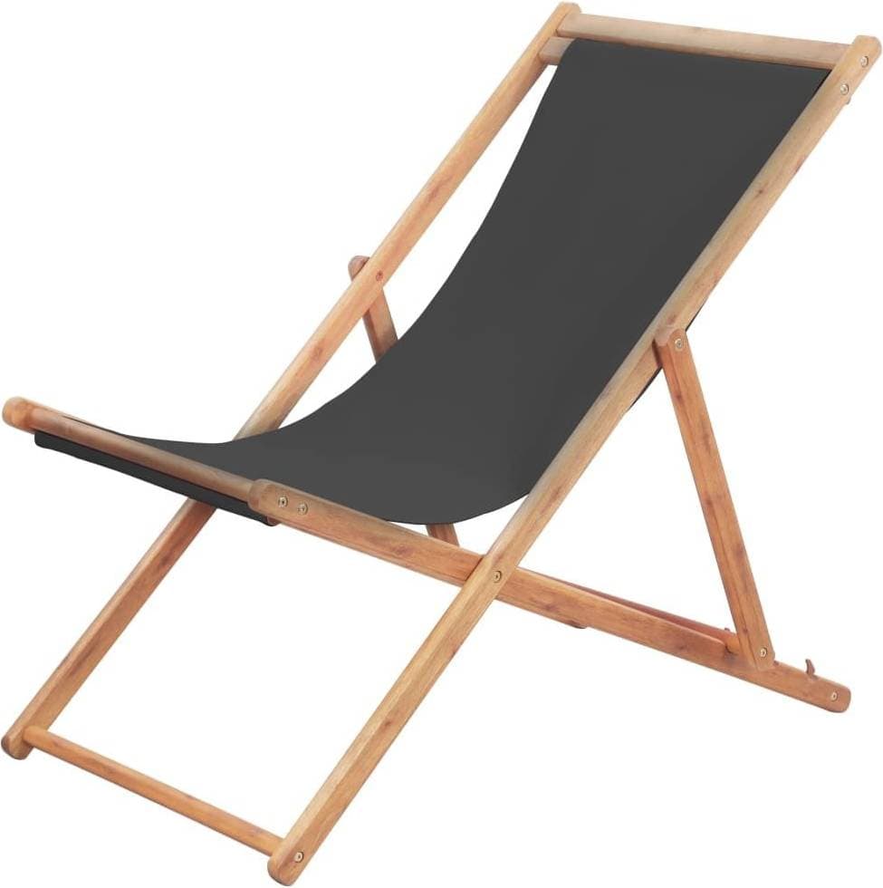vidaXL Beach Chair - Foldable, Wood/Textile, Beige
