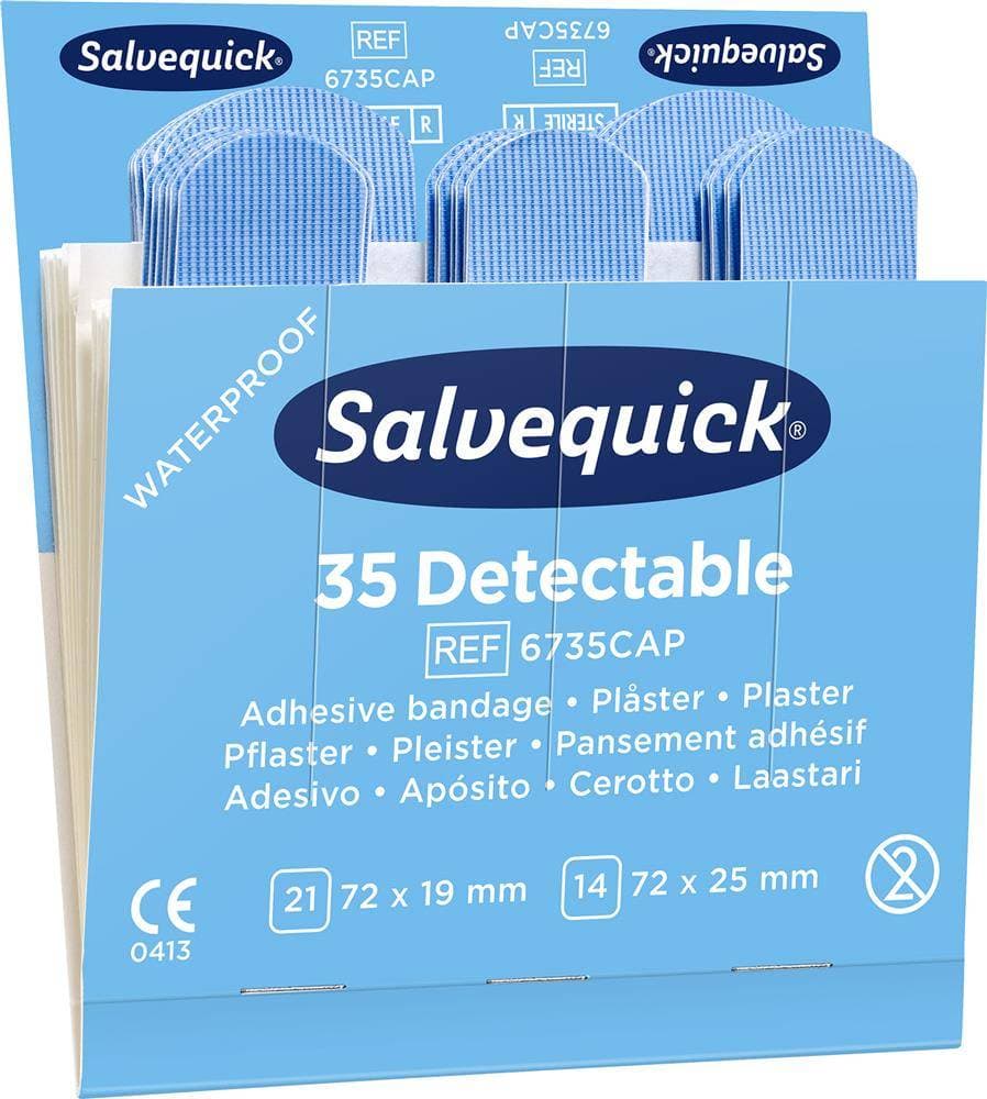 Salvequick Blue Detectable Plaster 35x6-pack Refill