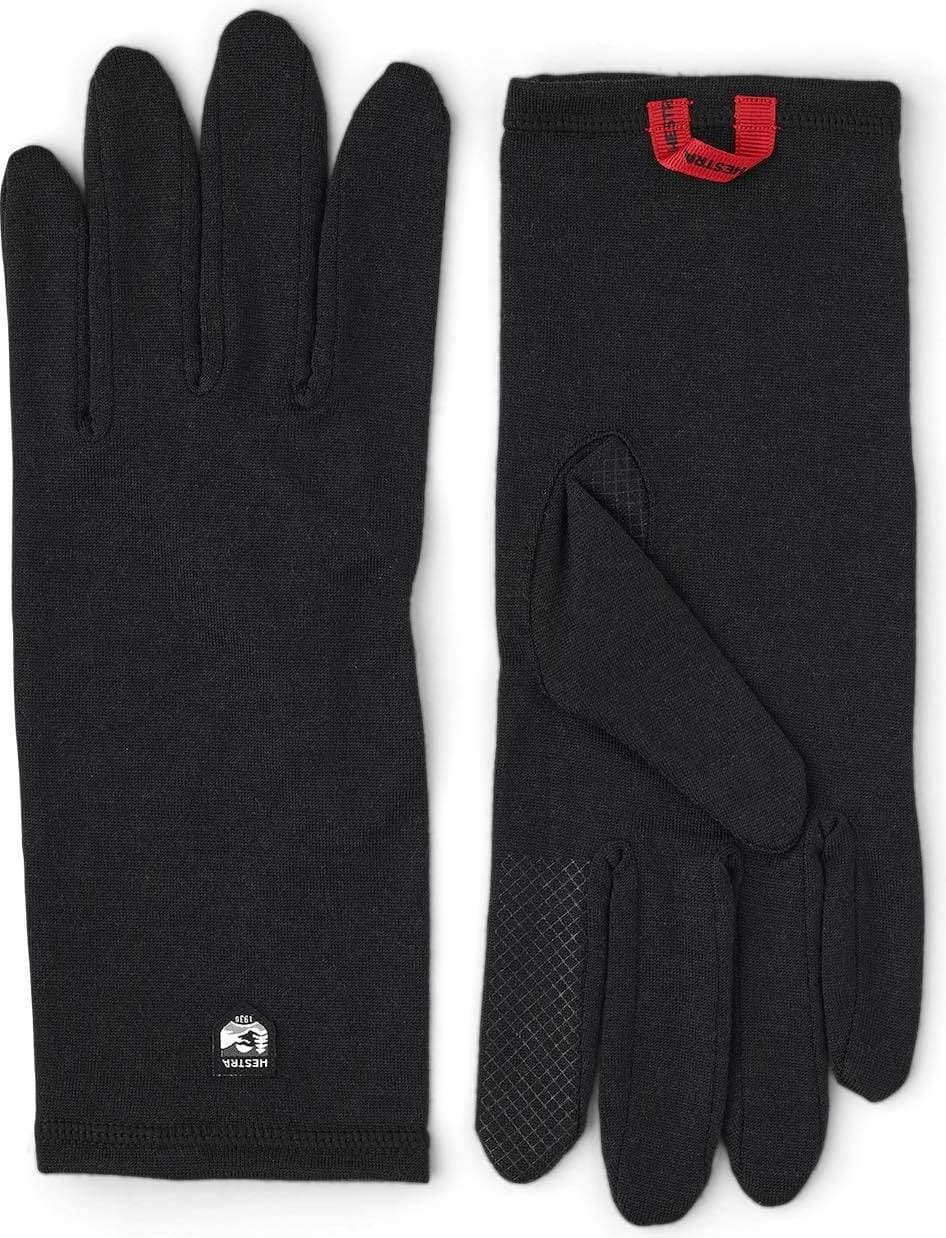 Hesta Merino Wool Liner Long 5-Finger Gloves - Black