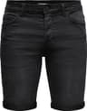 Only & Sons Life Reg Jog Denim Shorts - Black/Black Denim