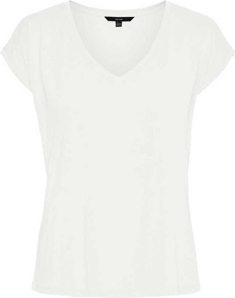 Vero Moda V-neck Short Sleeved Top - White/Bright White