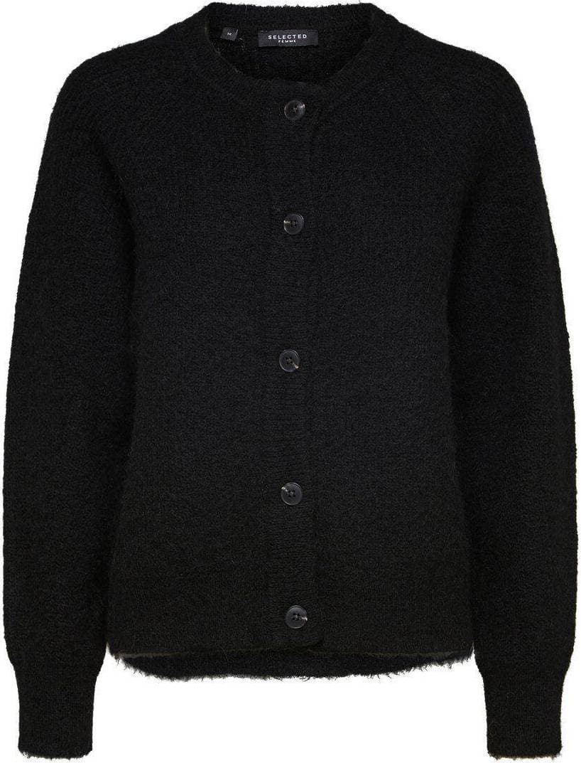 Selected Wool Blend Cardigan - Black