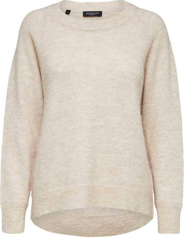 Selected Rounded Wool Mixed Sweater - Beige/Birch