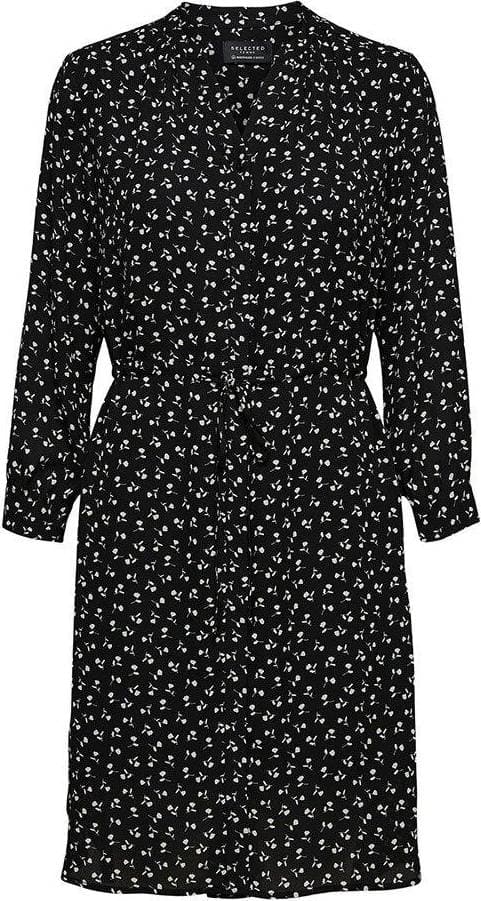 Selected Damina Printed Long Sleeved Dress - Black