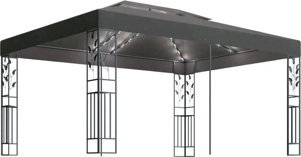 vidaXL Gazebo with Double Roof and String Lights