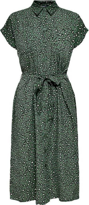 Only Midi Tie Belt Shirt Dress - Green/Laurel Wreath
