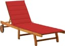 vidaXL Wooden Sun Lounger with Cushion