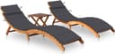vidaXL 2-Pack Wooden Sun Loungers with Cushions