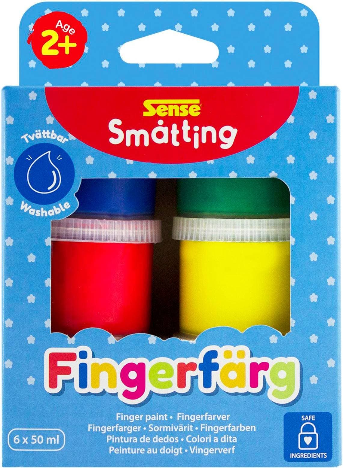 Sense Småtting Fingerfärger 6-pack