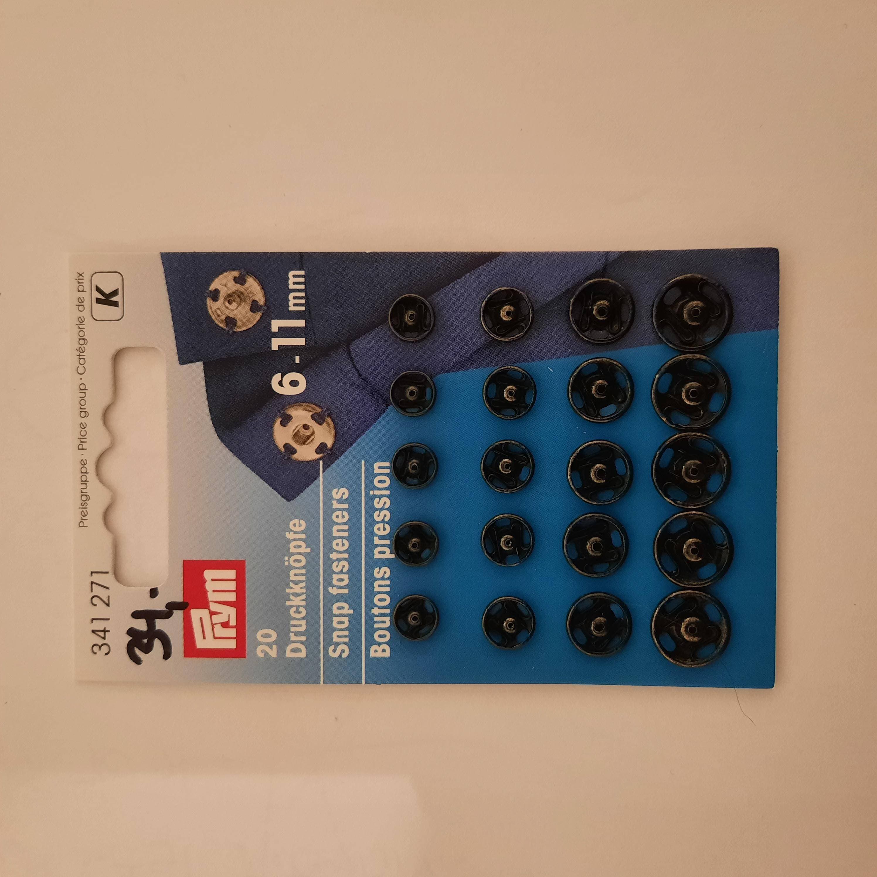 Prym Tryckknappar Svart 6-11mm 20 st