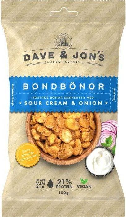 Dave & Jon's Rostade Bondbönor Sour Cream & Onion 100g