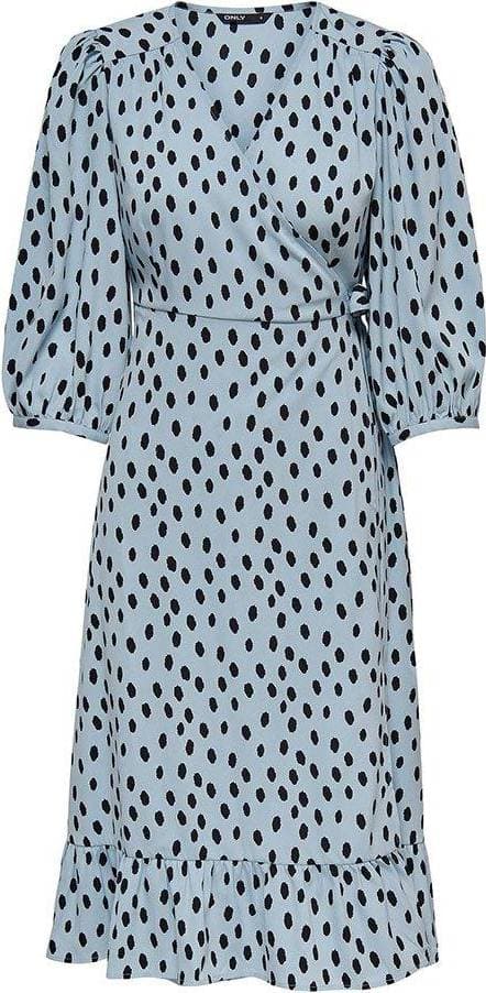 Only Olivia 3/4-Sleeve Wrapping Middle Dress - Blue/Fog