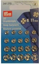Prym tryckknappar 6-11 mm Silverfärgade