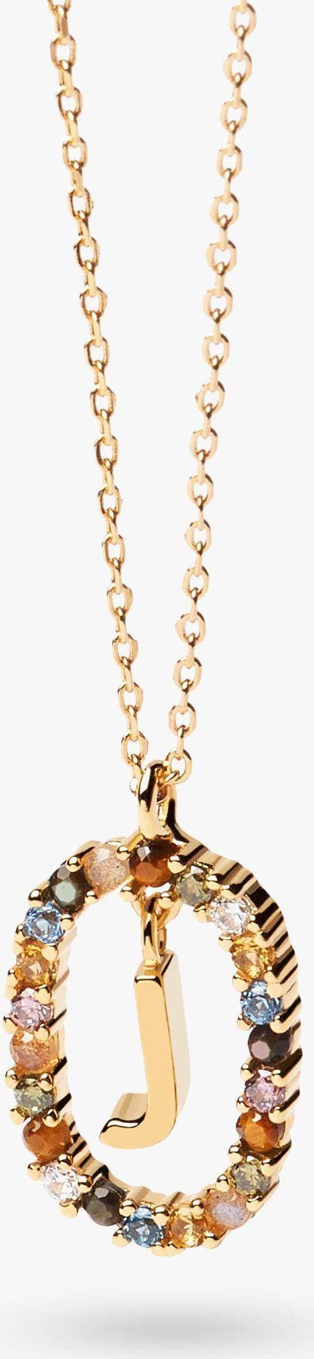 Pdpaola Letter J Necklace - Gold/Multicolour
