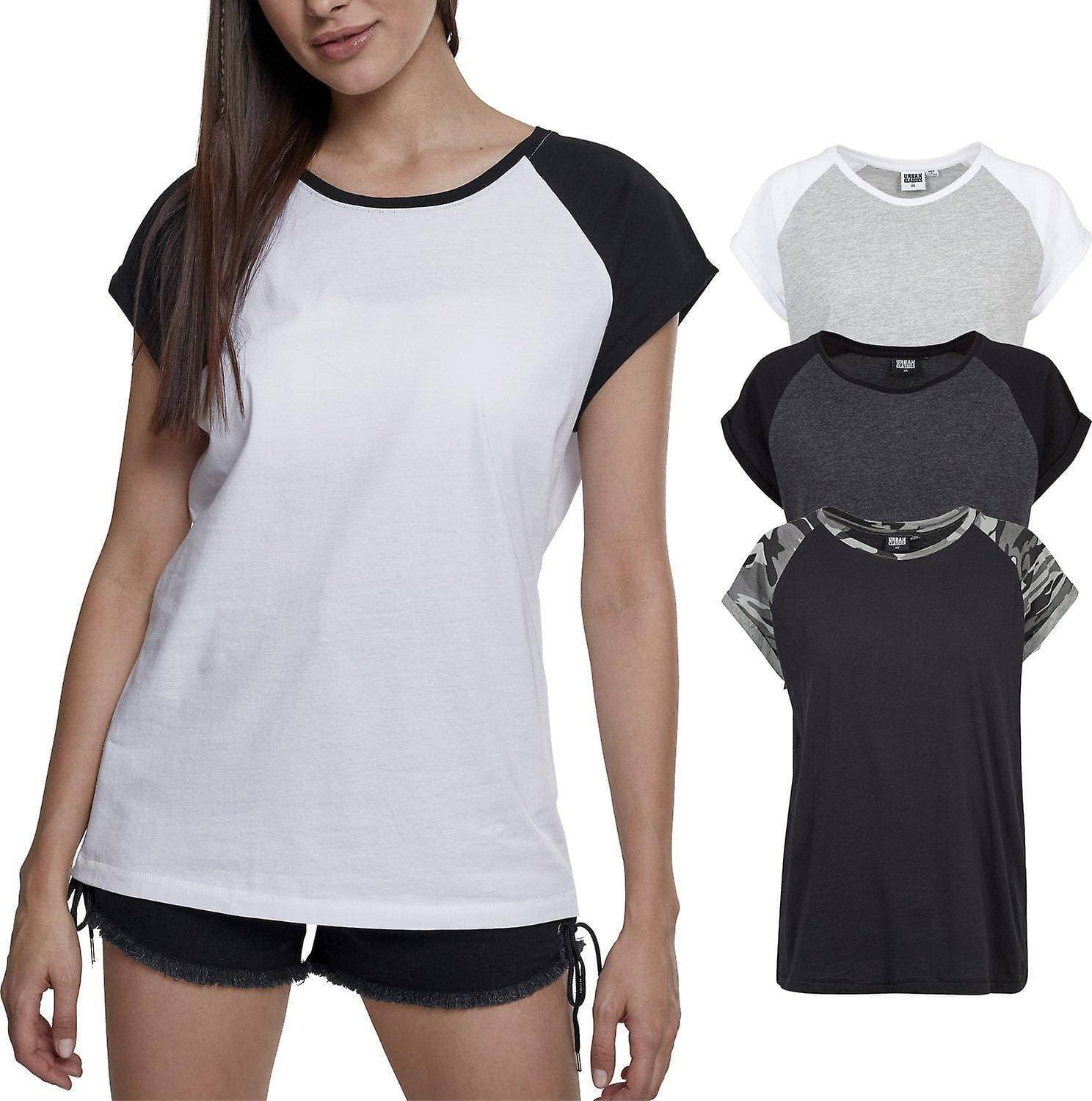 Urban Classics Ladies Contrast Raglan Tee T-shirt Dam