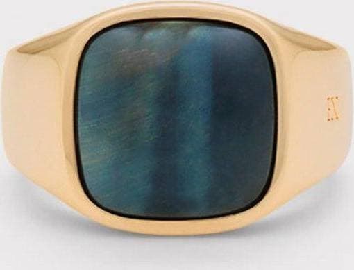 IX Studios Cushion Signet Hawks Eye Ring - Gold