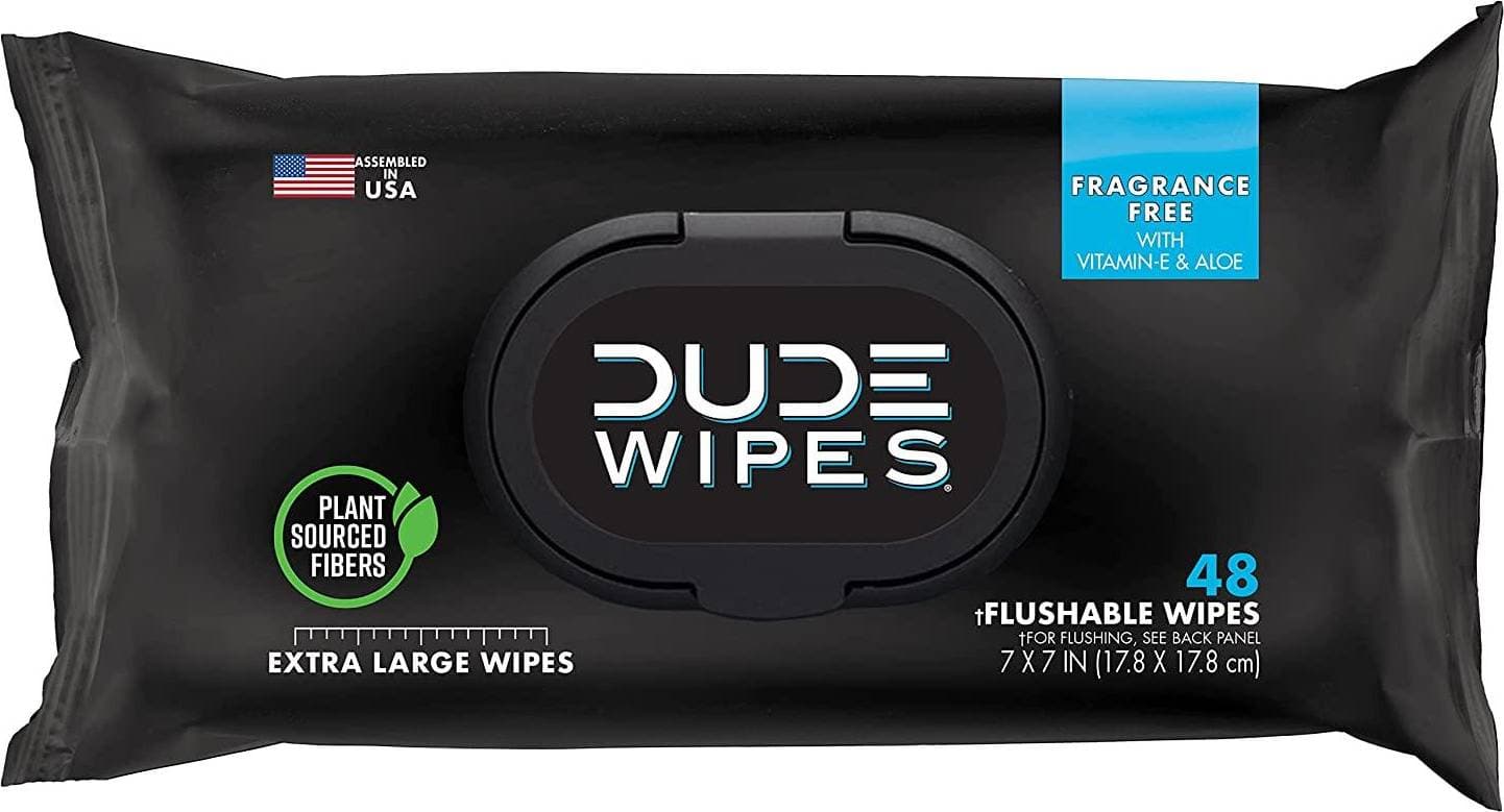 Dude Flushable Wipes Fragrance Free 48-pack