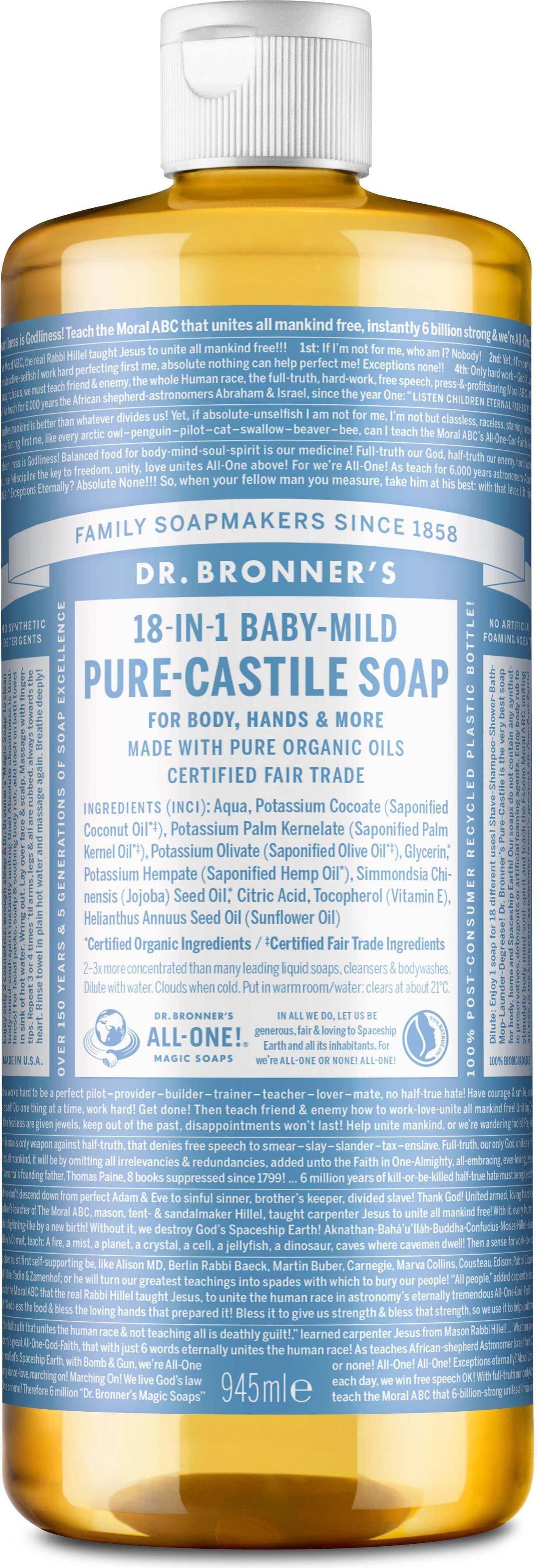 Dr. Bronners Baby Mild Pure Castile Soap 945ml