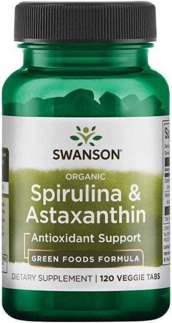 Swanson Spirulina & Astaxanthin, Organic - 120 veggie
