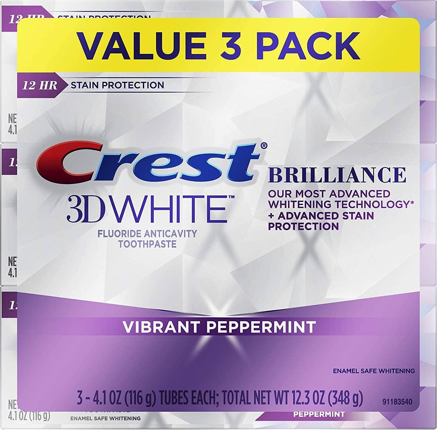 Crest 3D White Brilliance Vibrant Peppermint 3-pack