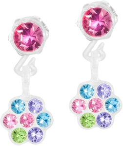 Blomdahl Pendant Daisy Earrings - Silver/Multicolour