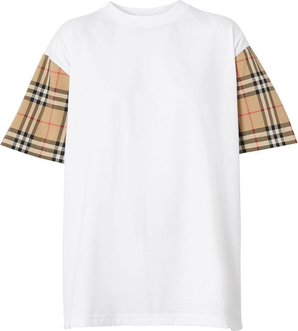 Burberry Check Sleeve Cotton T-shirt - White
