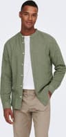 Only & Sons Slim Fit Chinese Collar Shirt - Green/Swamp