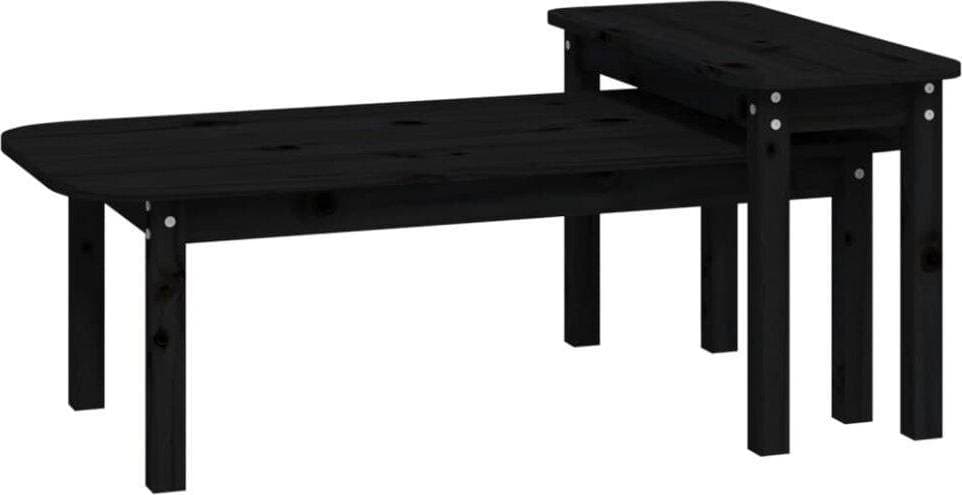 vidaXL 2 Soffbord Set - Svart Furu Soffbord