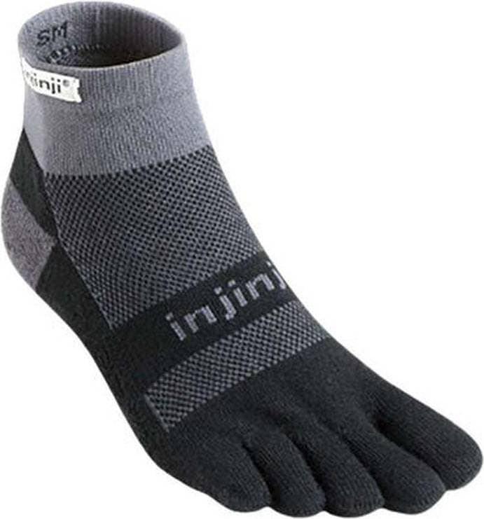 injinji Run Midweight Mini Crew Socks - Grey/Black