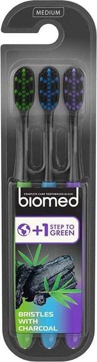 Biomed Svart Kol Tandborstar Medium 3-pack