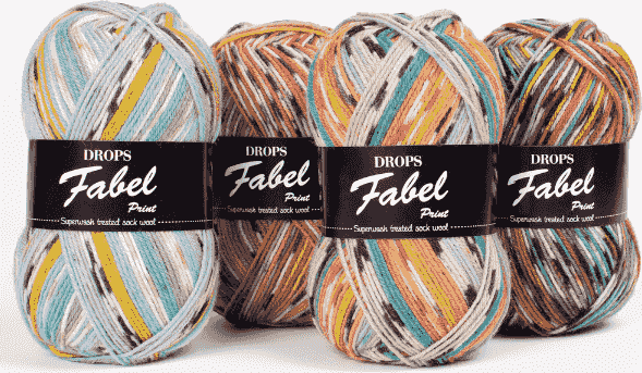 Drops Design Fabel Garn Print 522 Turkos/Blå