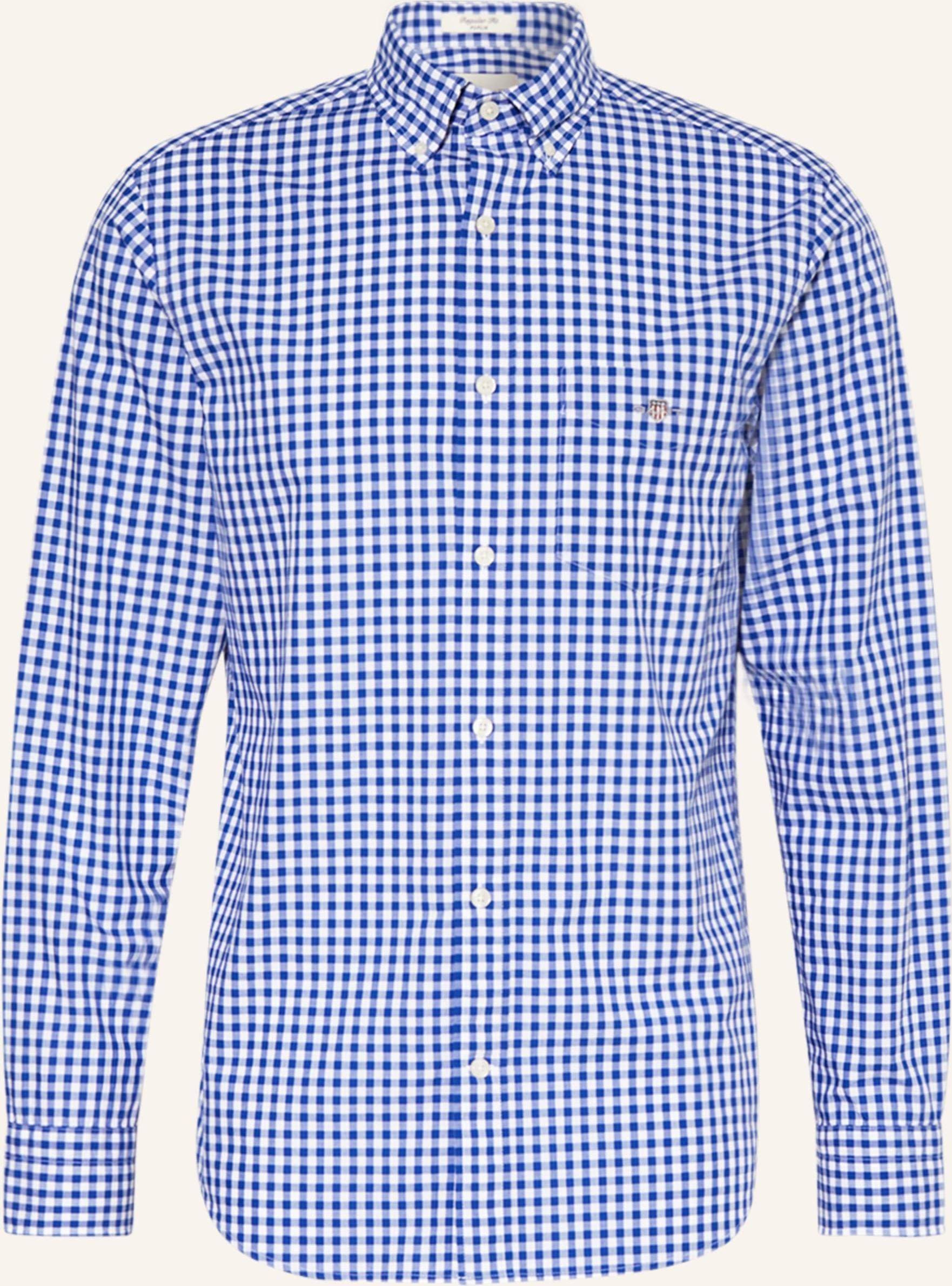 Gant Herr Regular fit ginghamvävd poplinskjorta Blå