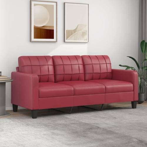 vidaXL vinröd Soffa 3-sits