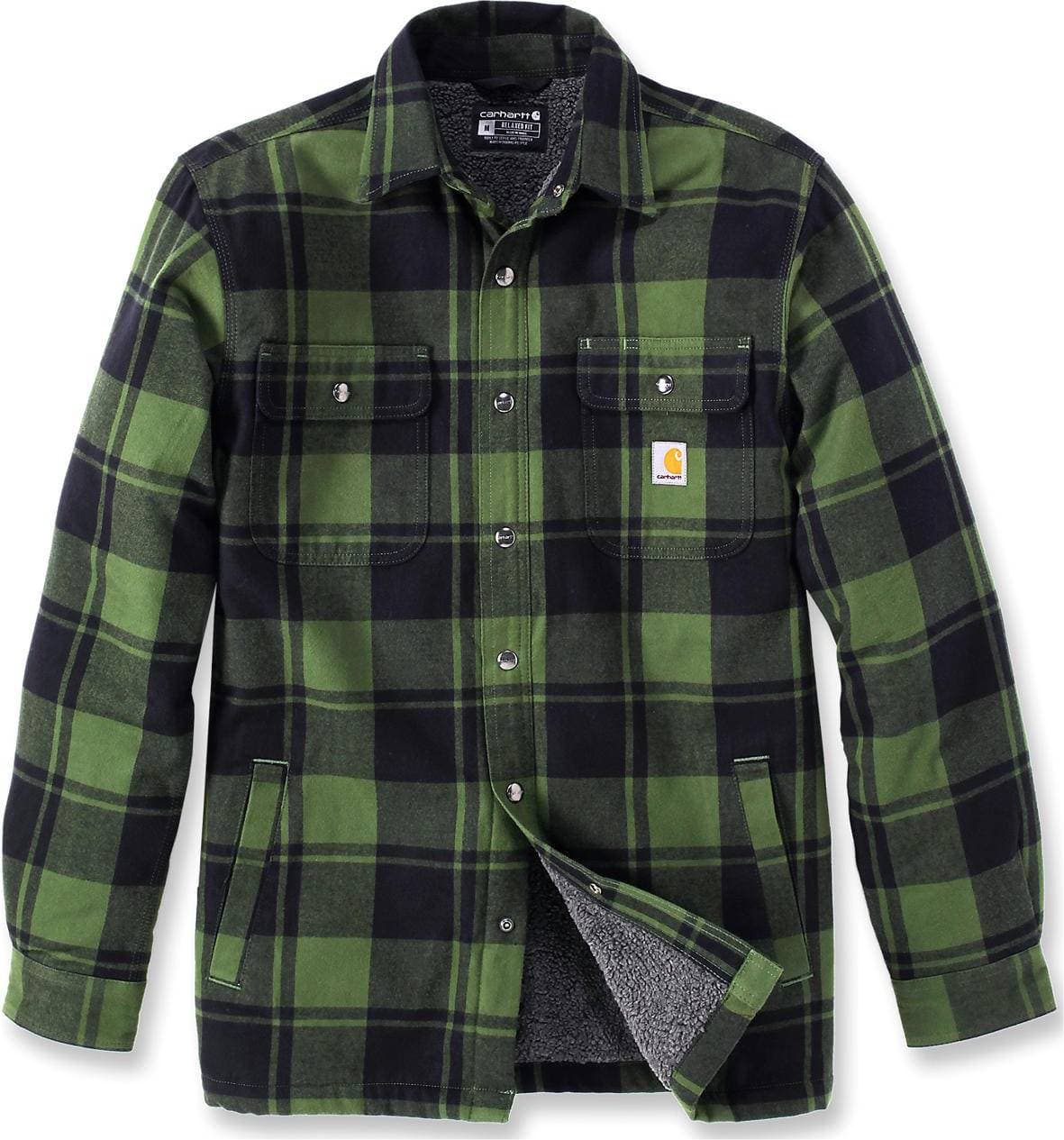 Carhartt Relaxed Fit Flannel Sherpa Lined Shirt - Chive