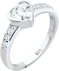 Elli Heart Symbol Engagement Ring - Silver/Diamonds
