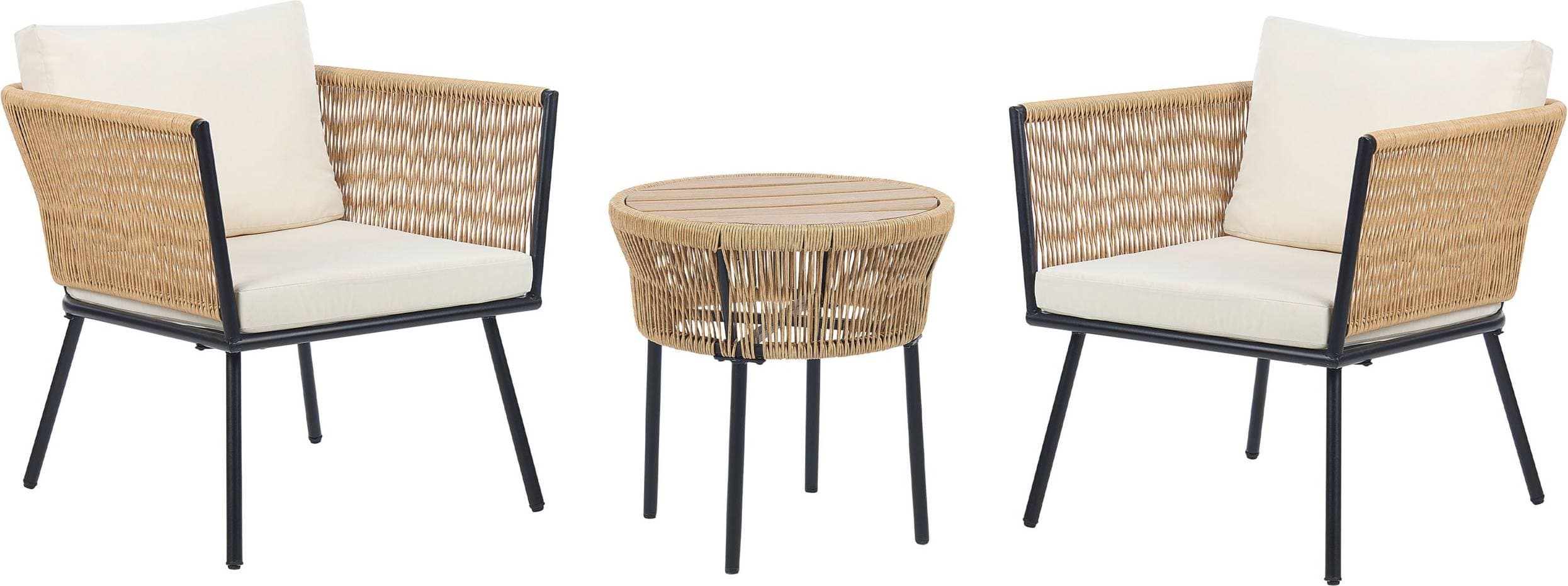 Beliani Cafeset Gargano Ljusbeige Naturlig Caféset