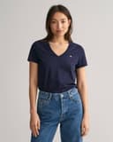 Gant Dam Shield V-ringad T-shirt Blå