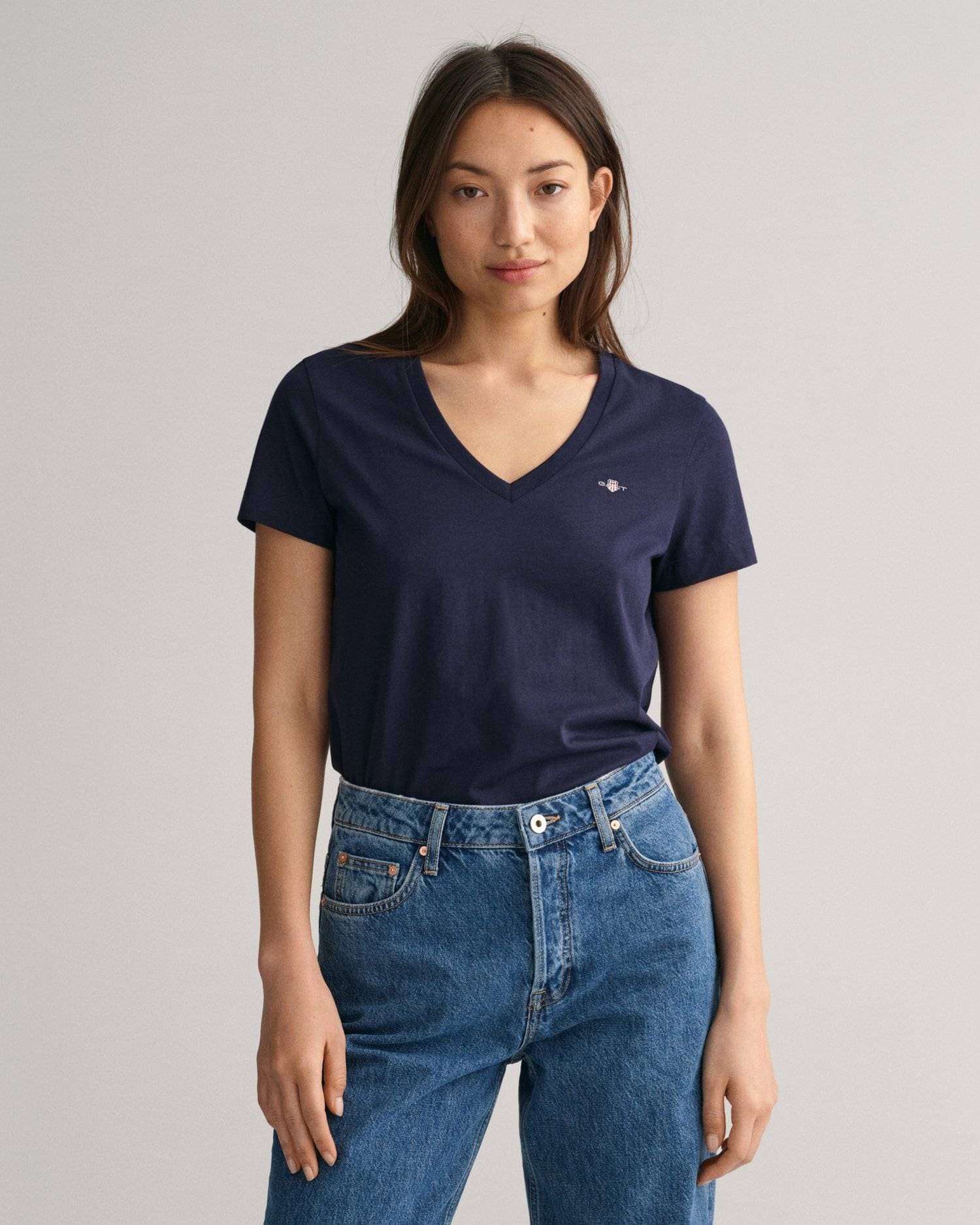 Gant Dam Shield V-ringad T-shirt Blå