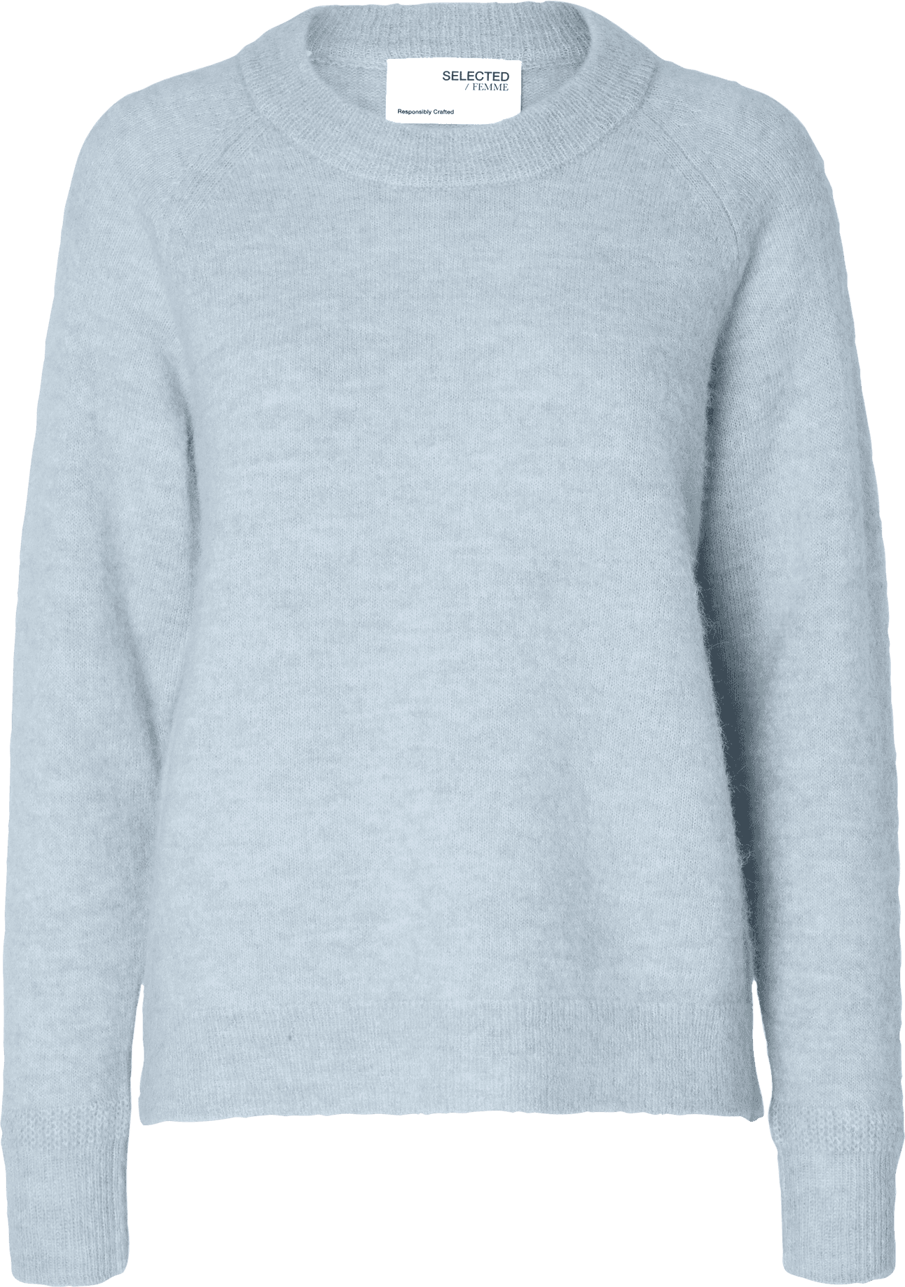 Selected Femme Tröja slfLulu LS Knit O-neck Blå