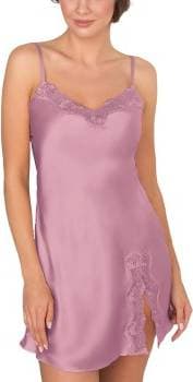 Lady Avenue Pure Silk Slip With Lace - Pink