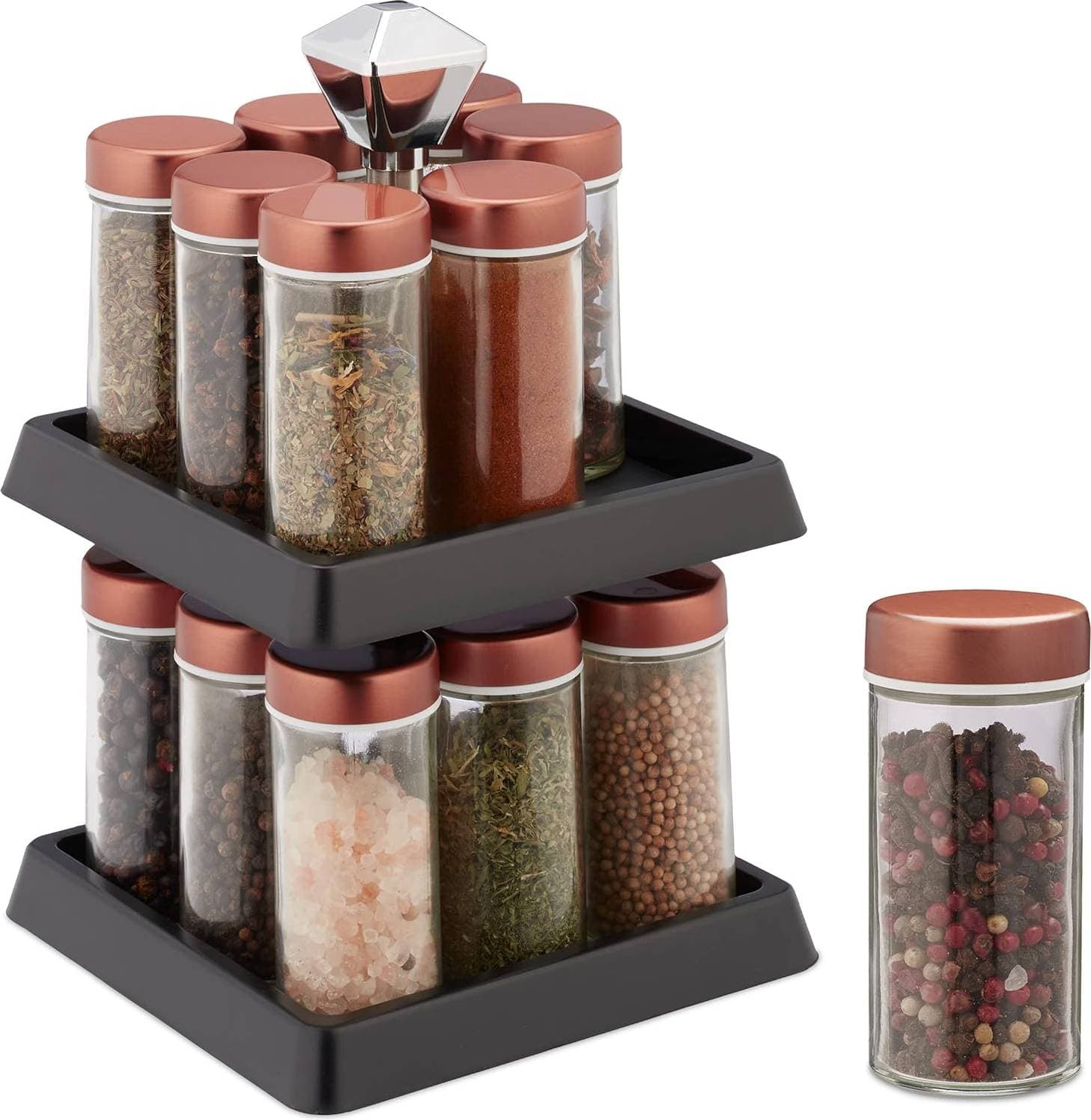 Relaxdays Roterande kryddkarusell med 16 burkar