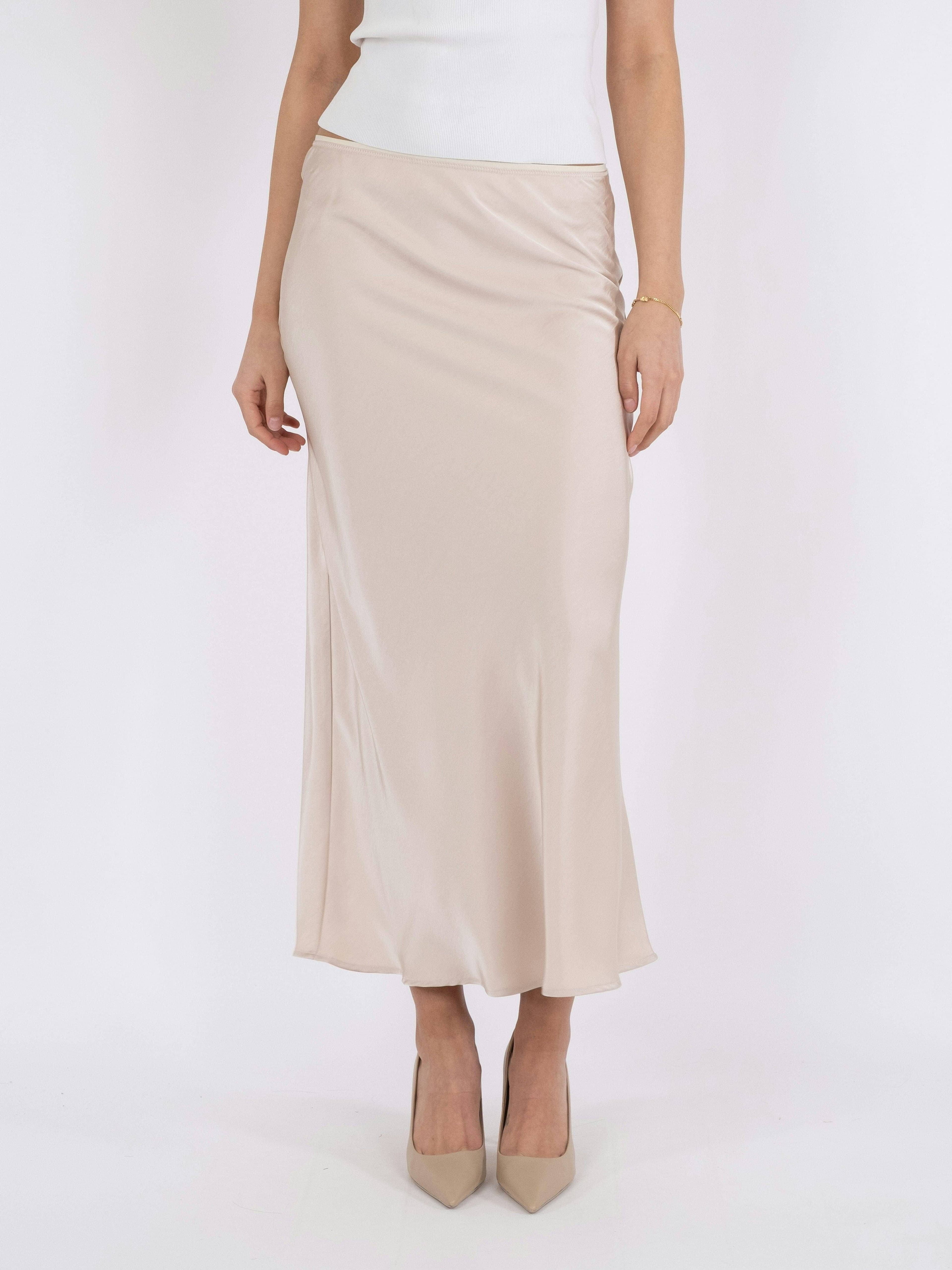Neo Noir Vicky Heavy Sateen Skirt - Beige