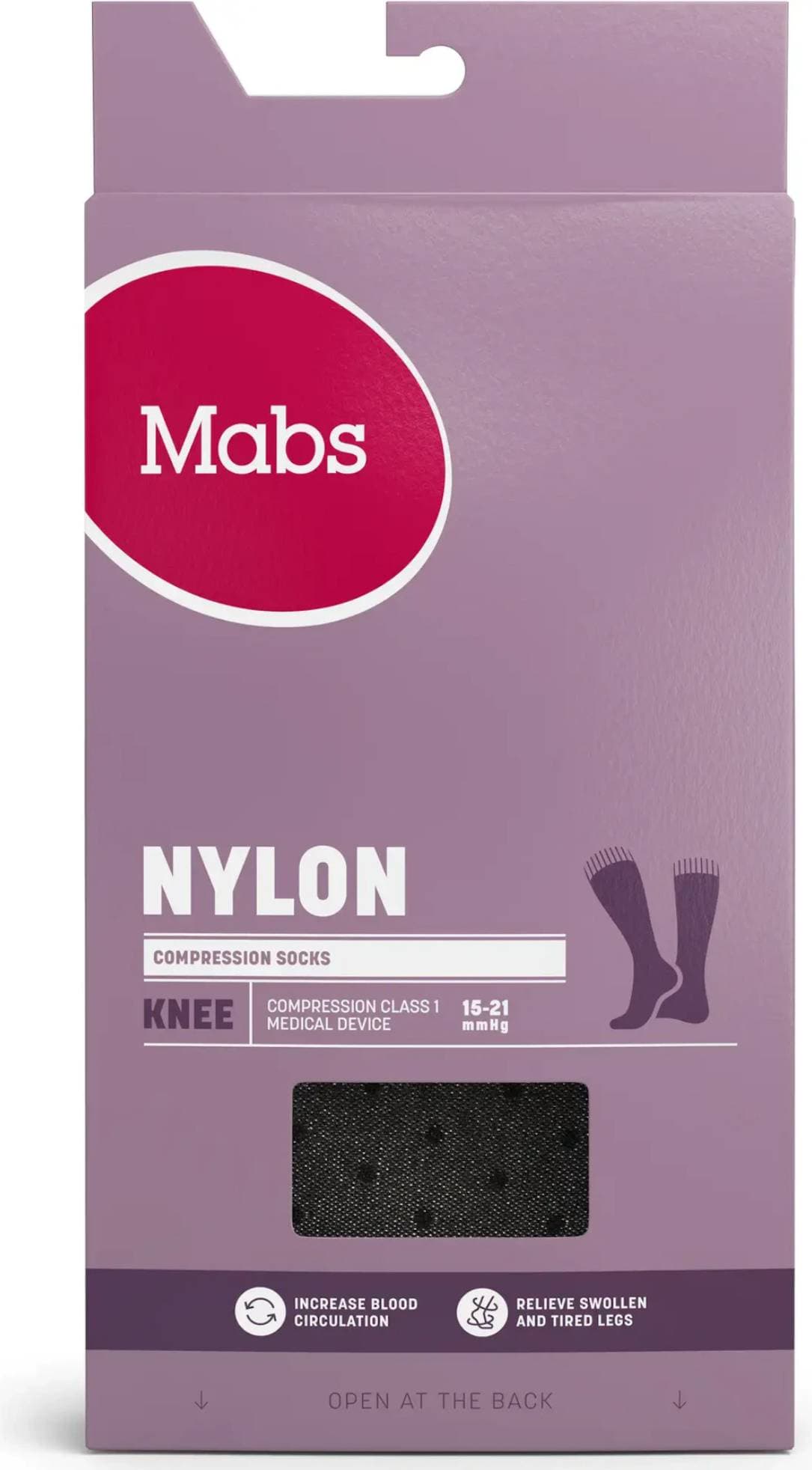 Mabs Nylon Knee Stödstrumpor Svart Dotted S