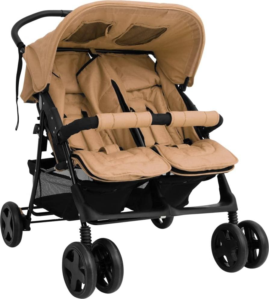 Homie Tvillingvagn Taupe Stål 2